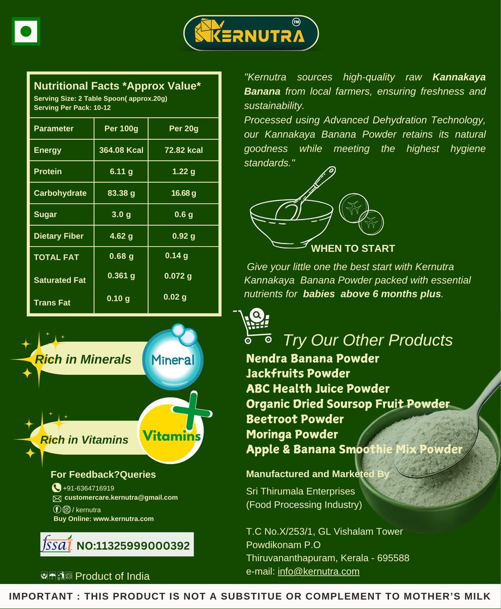 Kannankaya Banana Powder